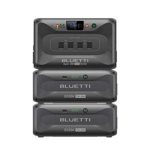 BLUETTI Apex 300 power station with two B300K expansion batteries