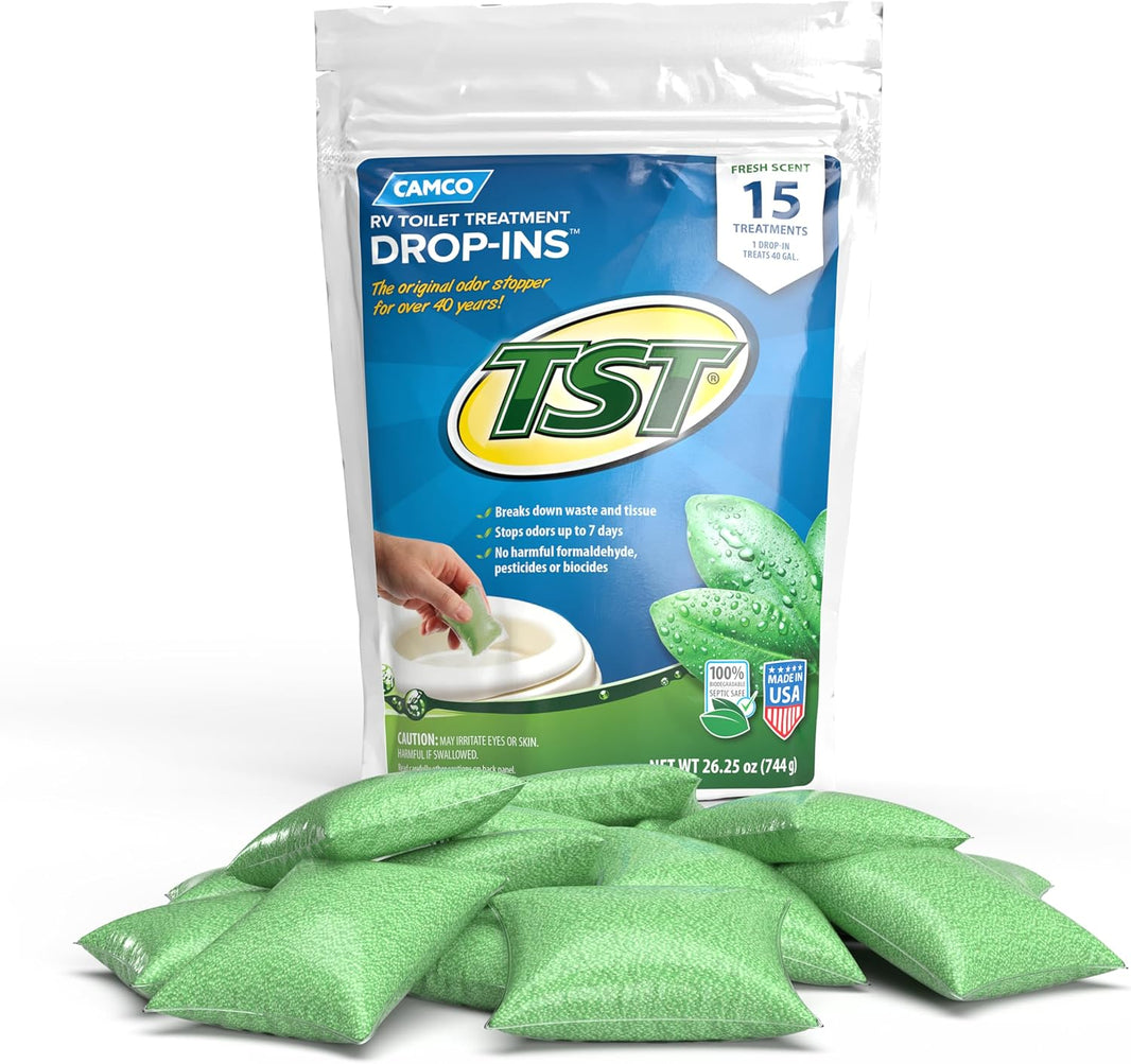 Camco TST Fresh Scent RV Toilet Treatment Drop-INs, 15-Pack