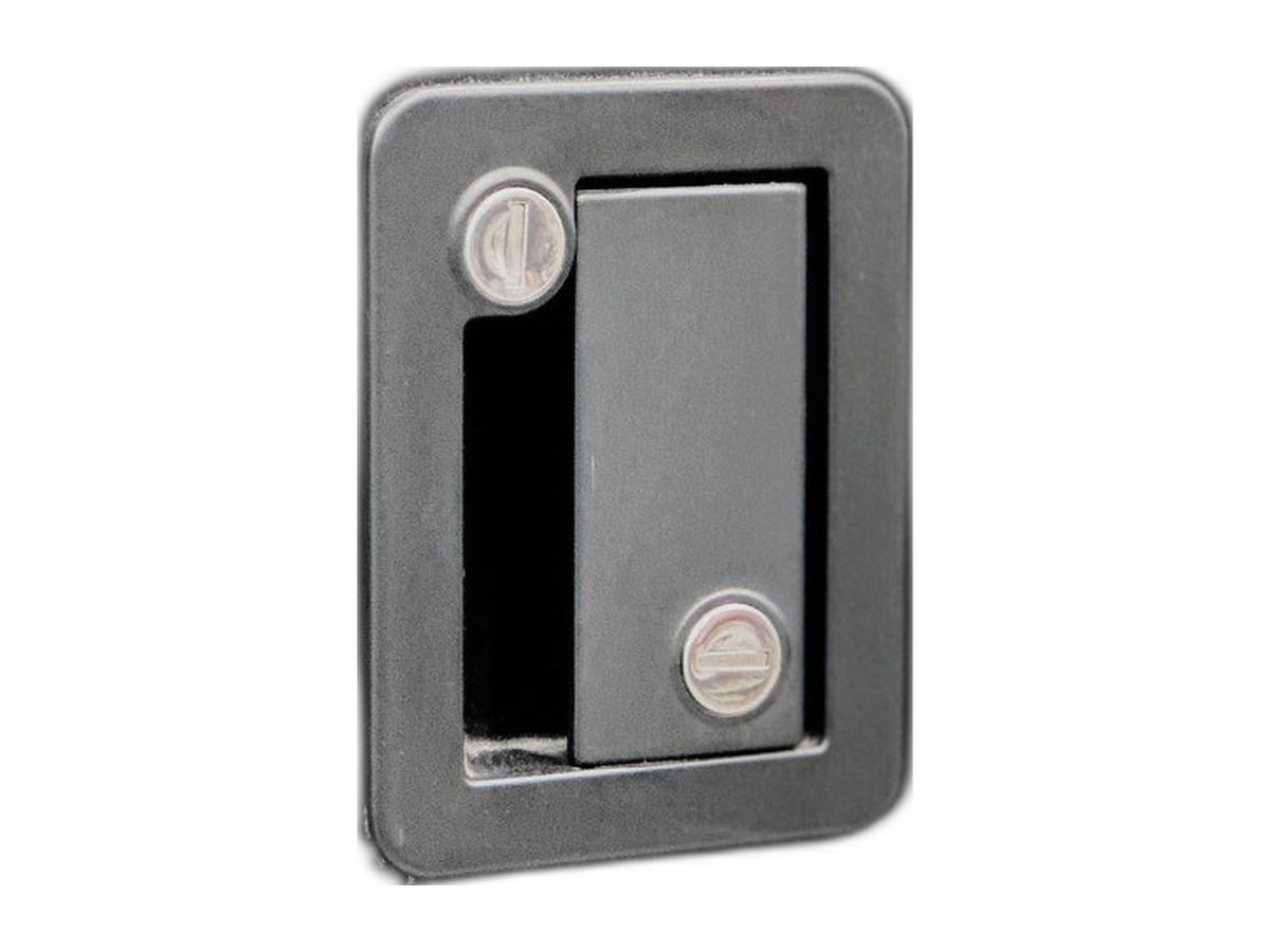 hand turning a key in an RV entry door lock