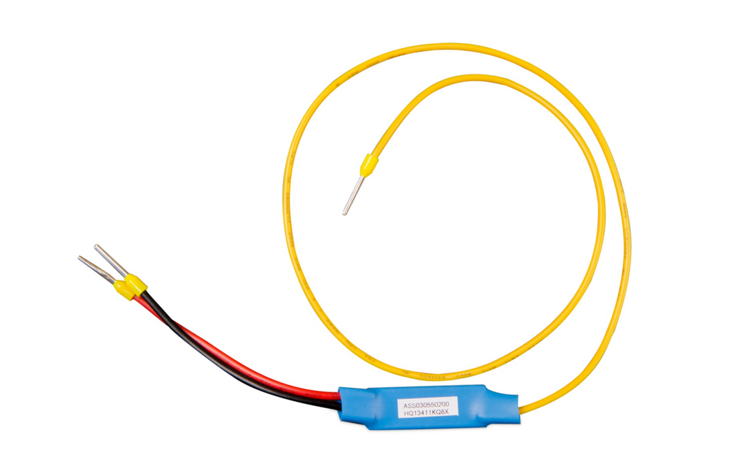 Victron remote on/off cable connected to an RV electrical panel