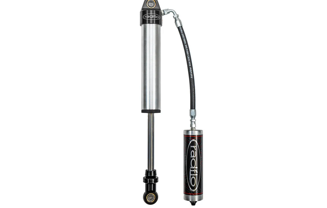 Radflo remote reservoir shock mounted on a Black Series trailer