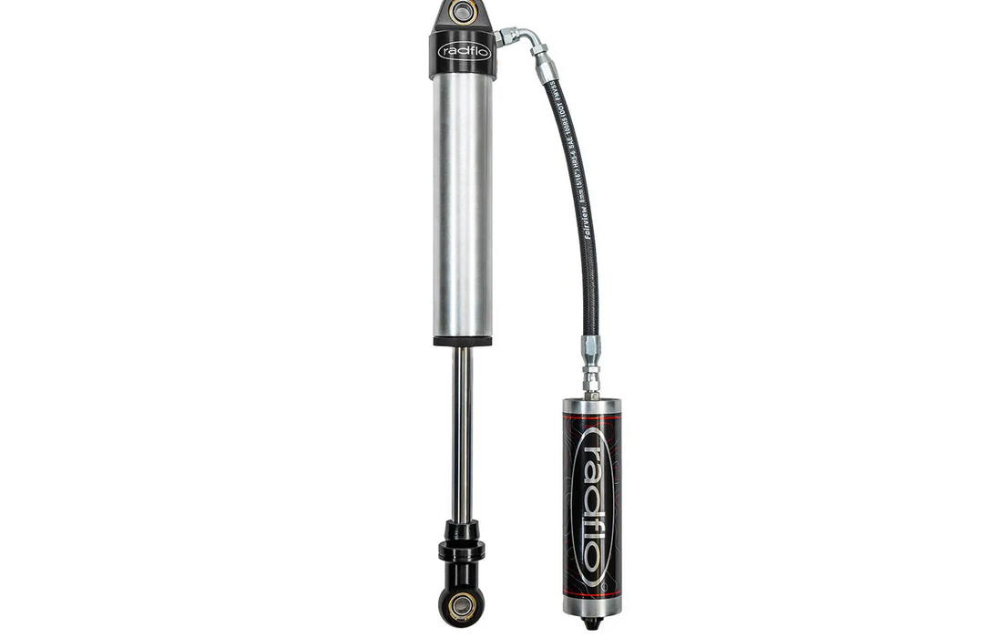 Radflo remote reservoir shock mounted on a Black Series trailer