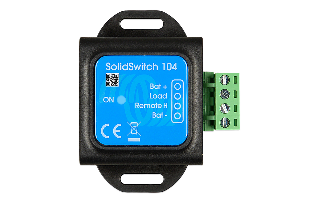 Victron SolidSwitch 104 module wired into an RV electrical panel