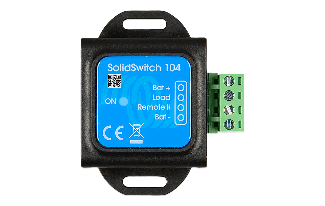 Victron SolidSwitch 104 module wired into an RV electrical panel