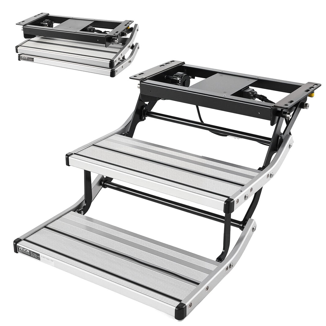 Electric retractable 2-step RV stairs