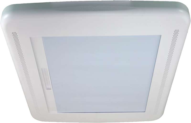 MaxxAir MaxxShade Retractable RV Roof Vent Shade, Reflective Roller Blind for 14" x 14" Vents, White