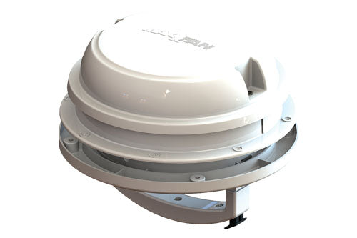 MaxxAir MaxxFan Dome Plus 6" 12V Exhaust Fan with LED Light, Roof or Sidewall Mount, White