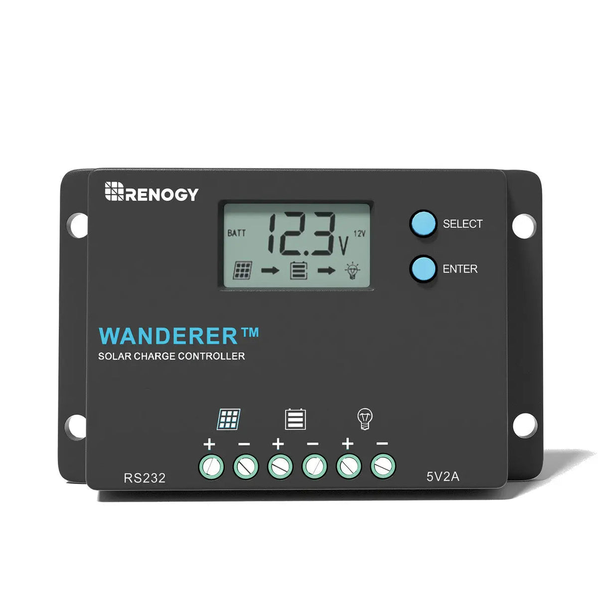 Renogy Wanderer 10A PWM charge controller with backlit LCD