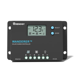 Renogy Wanderer 10A PWM charge controller with backlit LCD