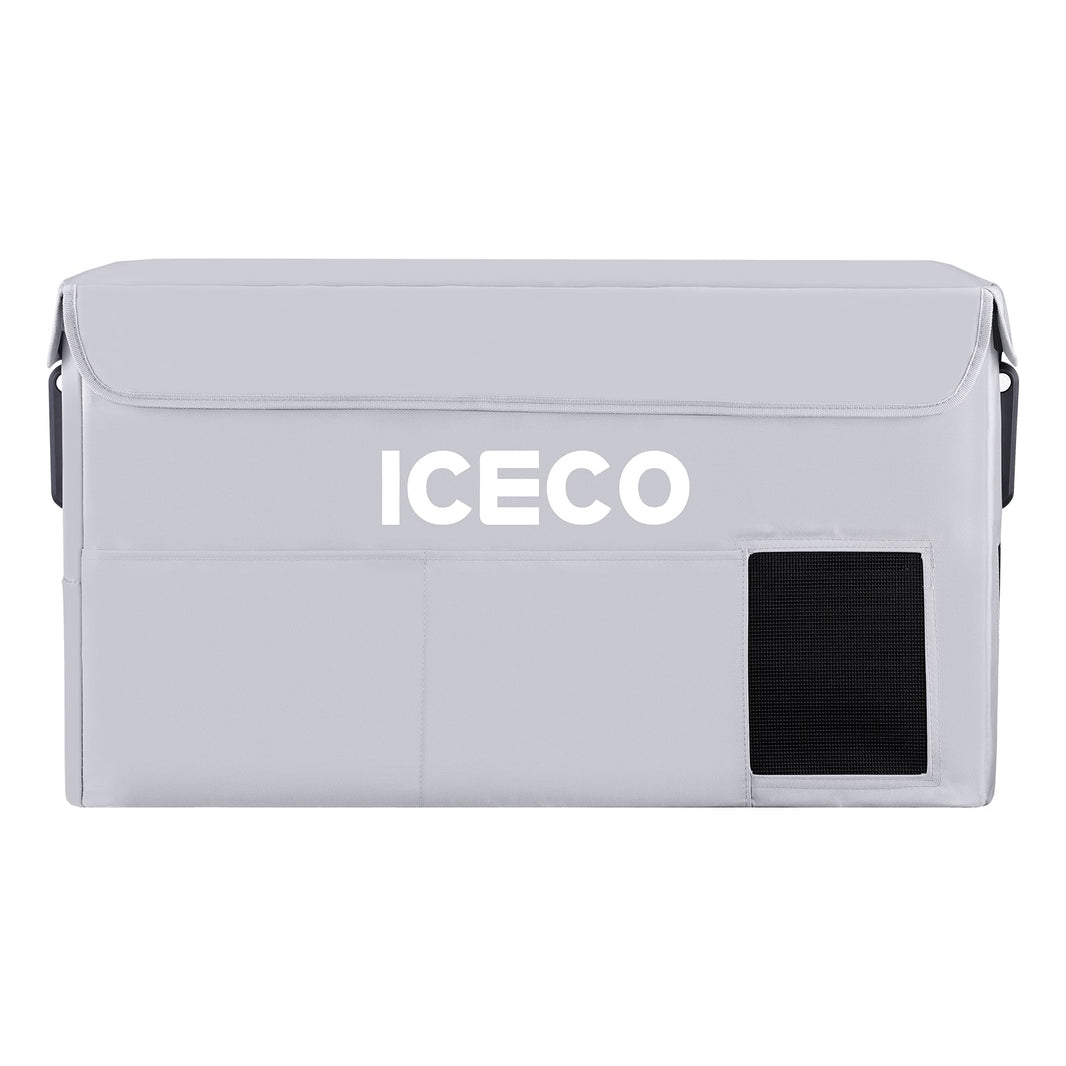 ICECO insulated protective cover on a VL35ProS portable fridge, gray