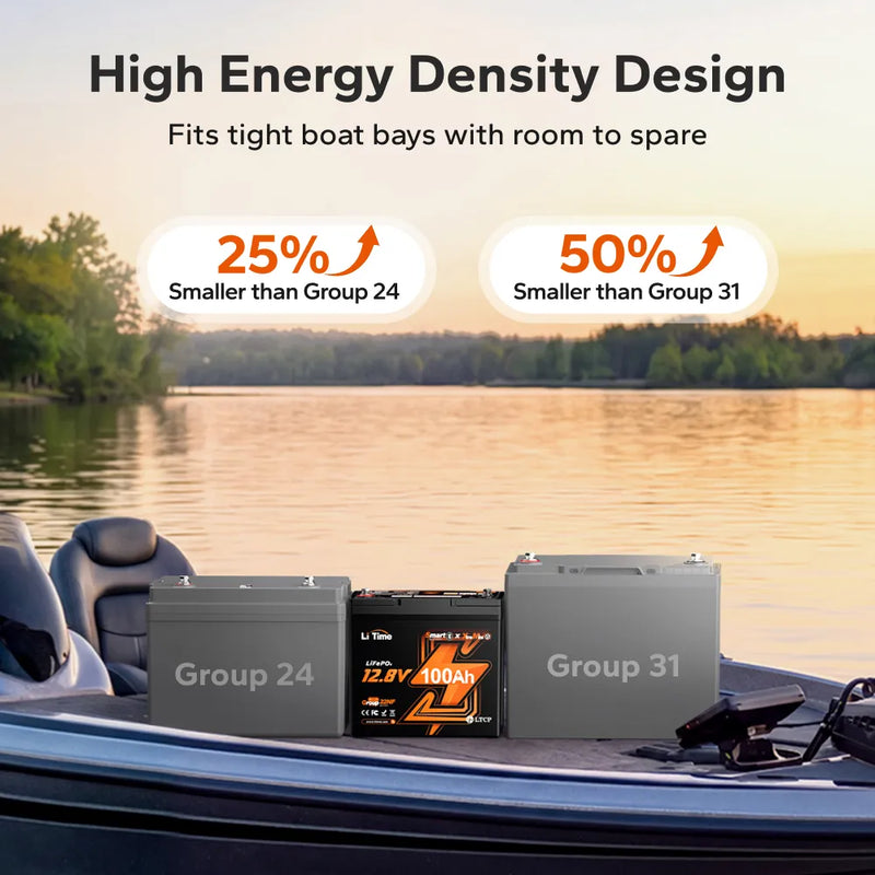 LiTime 12V 100Ah Xtra-Mini Bluetooth LiFePO4 Battery
