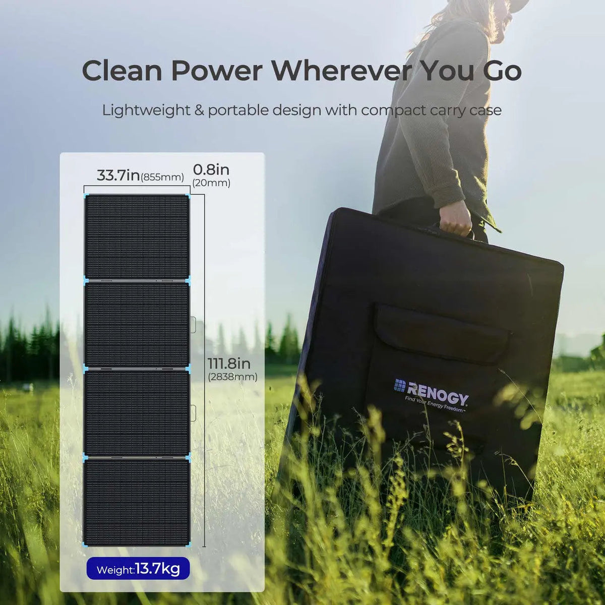 Renogy lightweight portable solar suitcase with kickstands