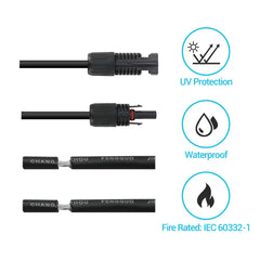 Renogy solar adaptor kit cable pair with solar connectors and bare ends