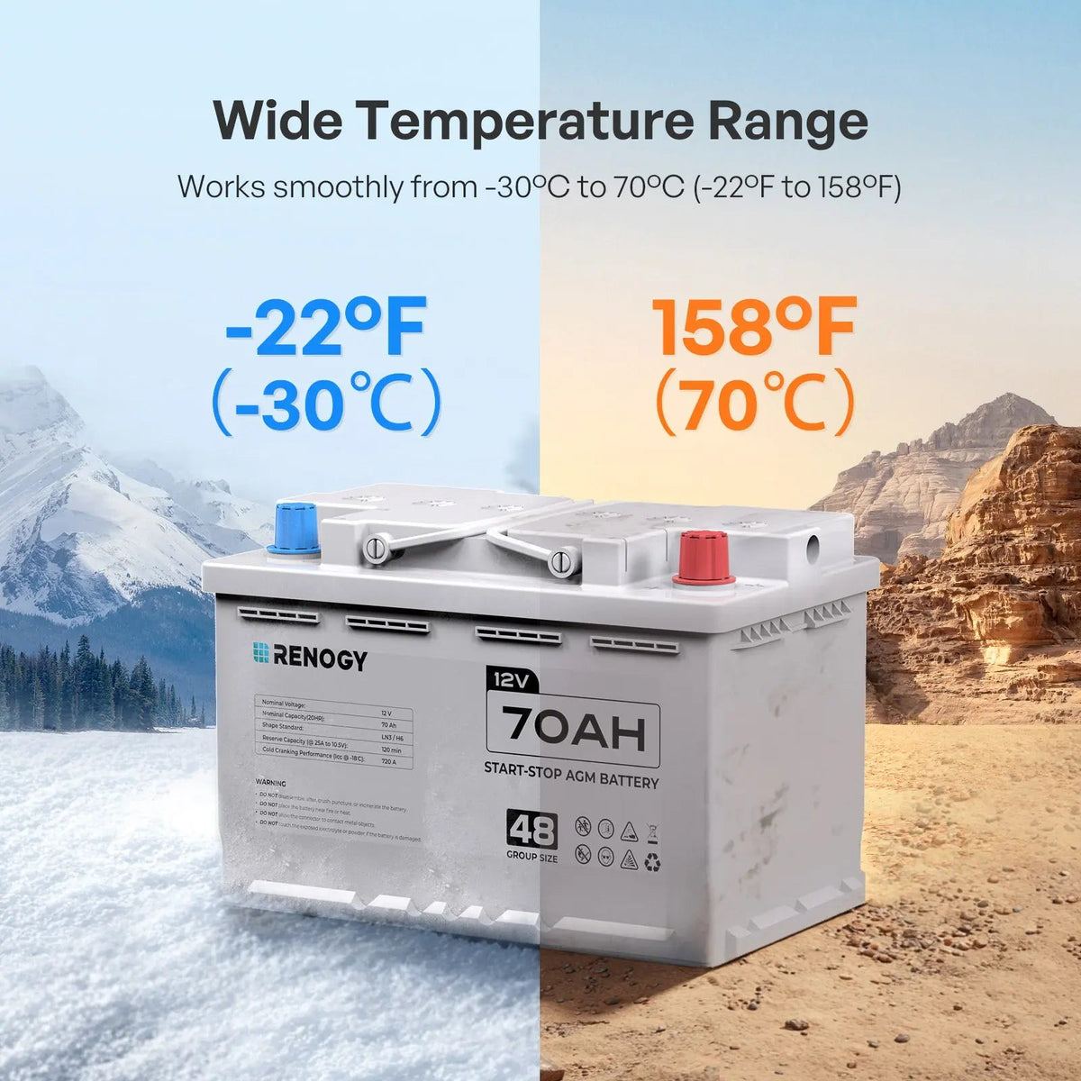 Renogy 12V 70Ah start-stop AGM battery