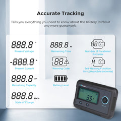 Renogy monitoring screen showing battery bank readings