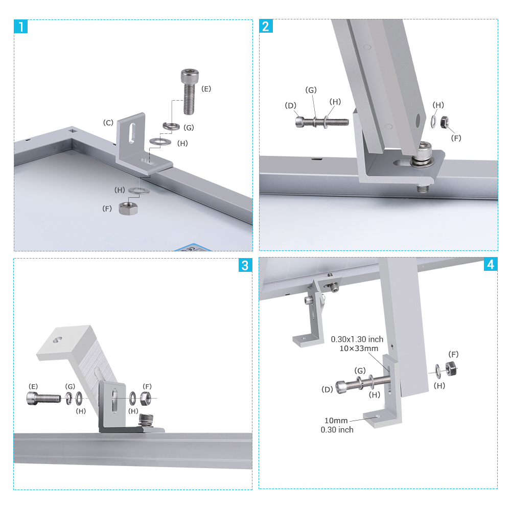 Renogy flat roof tilt mount holding a solar panel at an angle
