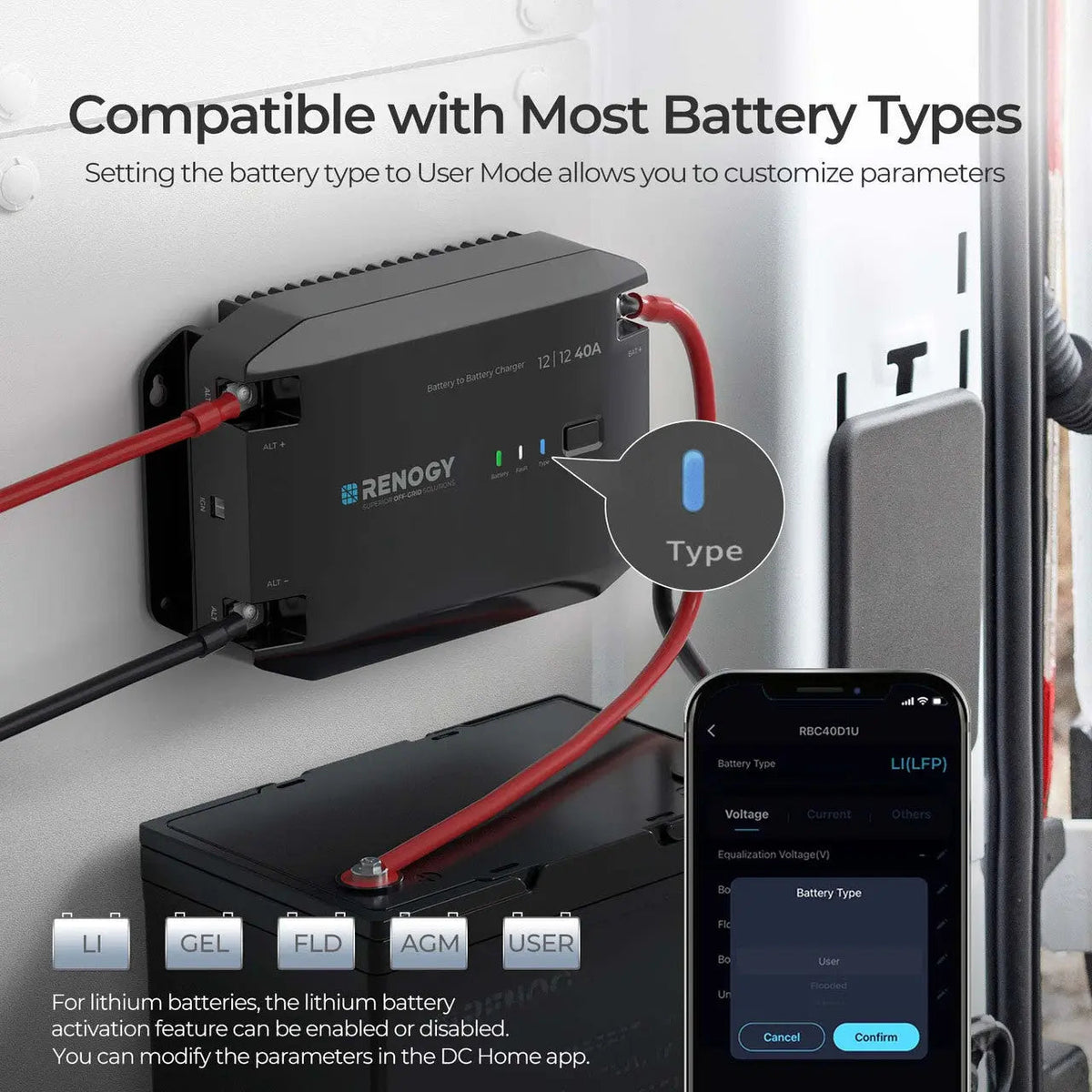 Renogy 12V DC to DC battery charger with temperature sensor