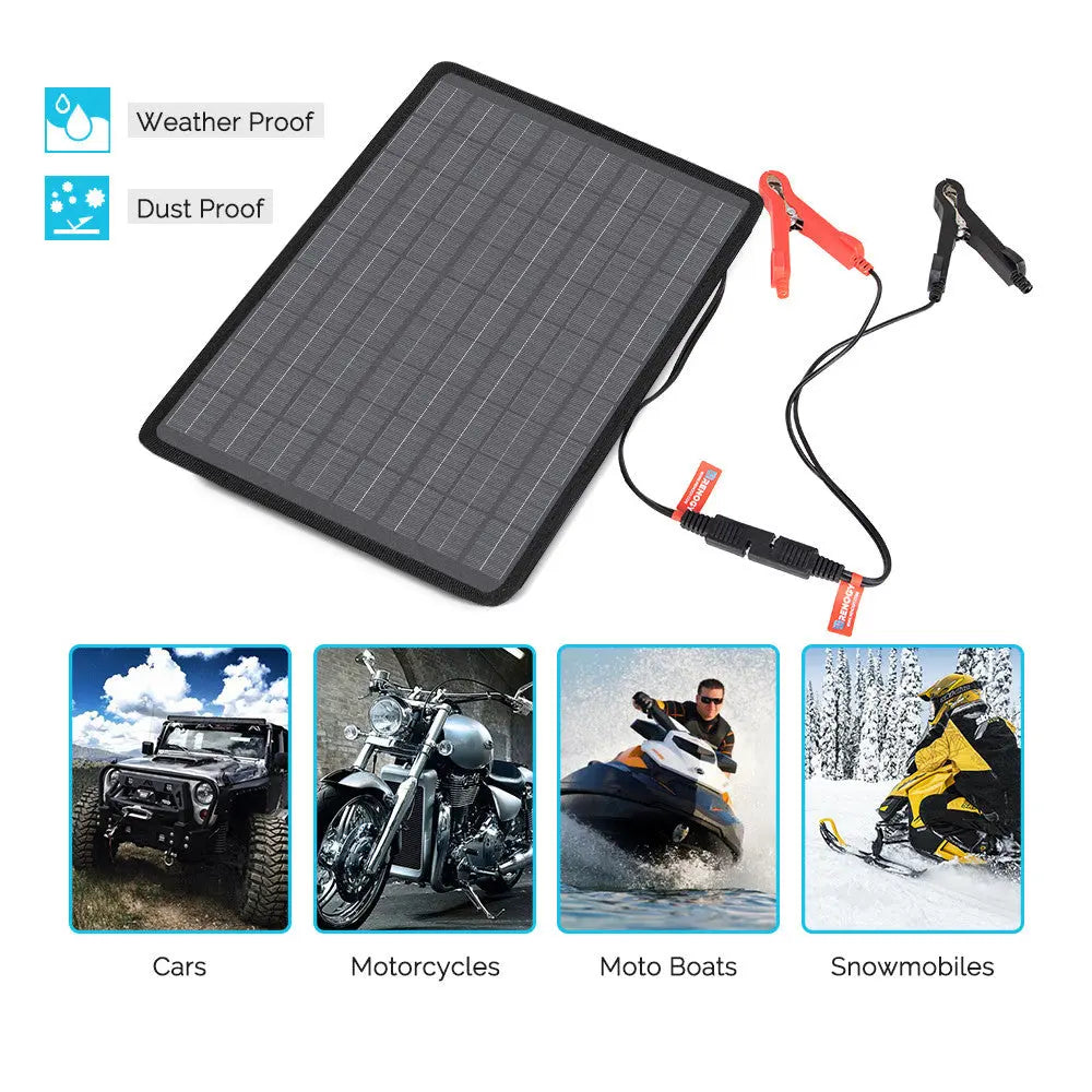 Renogy 10W solar battery trickle charger with SAE cables