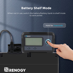 Renogy monitoring screen showing battery bank readings