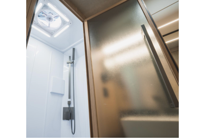Black Series frameless glass and aluminum shower door - view 2