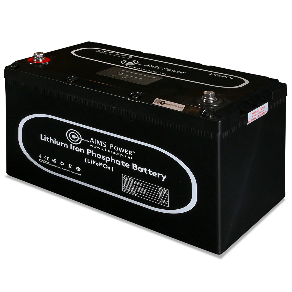 AIMS Power 12V 104Ah LiFePO4 Battery, Bluetooth, Heated, Wake-Up