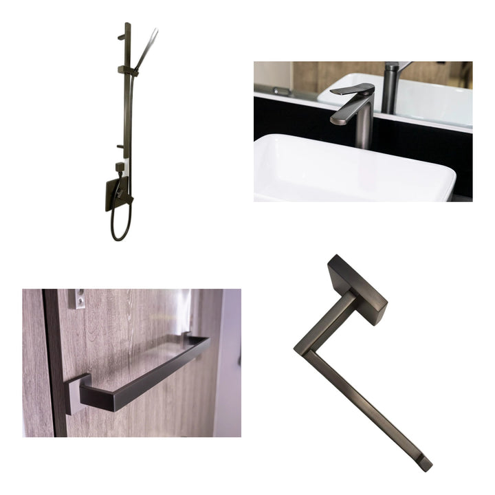 Modern Gunmetal Kitchen & Bathroom Essentials Set