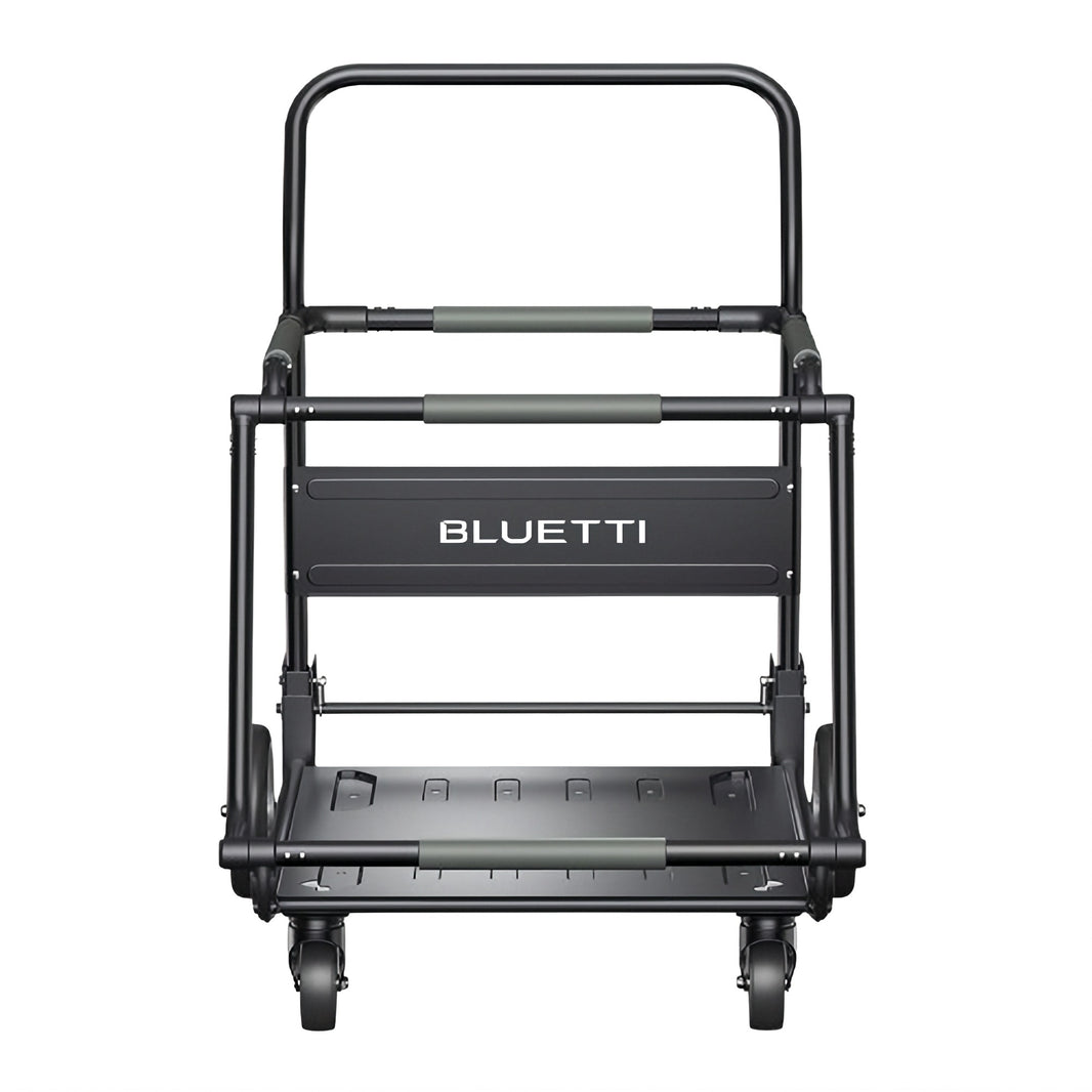 BLUETTI foldable trolley carrying AC500 and two expansion batteries