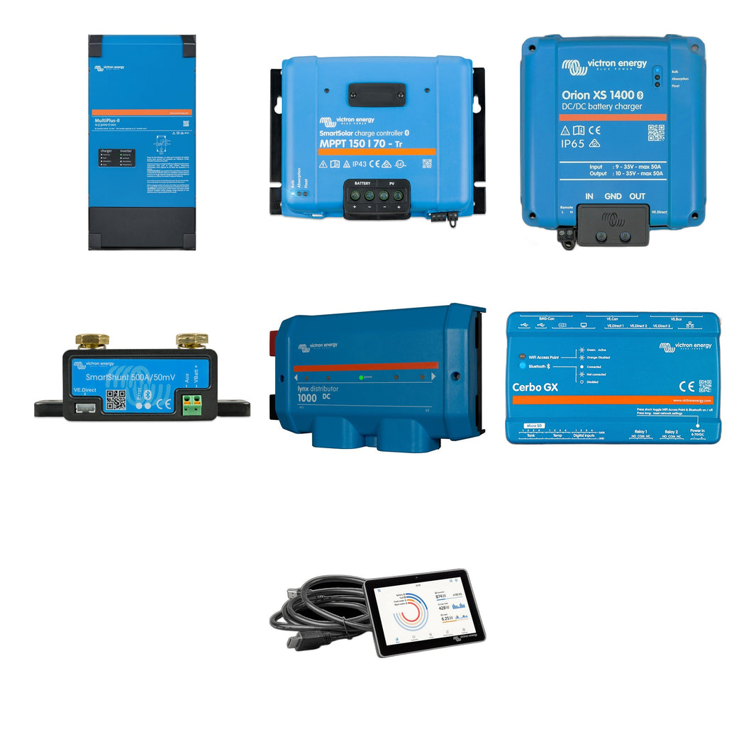 Victron 12V Travel Trailer Power Kit | MultiPlus-II 3000VA 2x120V, MPPT 150/70, Orion XS, Lynx, Cerbo GX + Touch 50 – everything included in the bundle