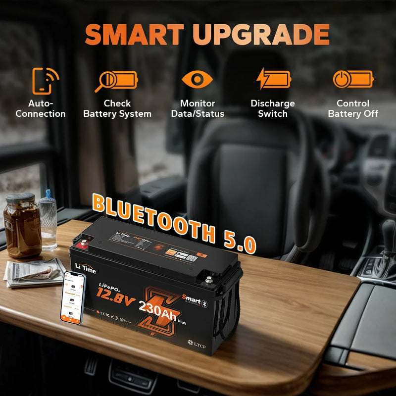 LiTime 12V 230Ah 2944Wh Bluetooth LiFePO4 Battery for RV