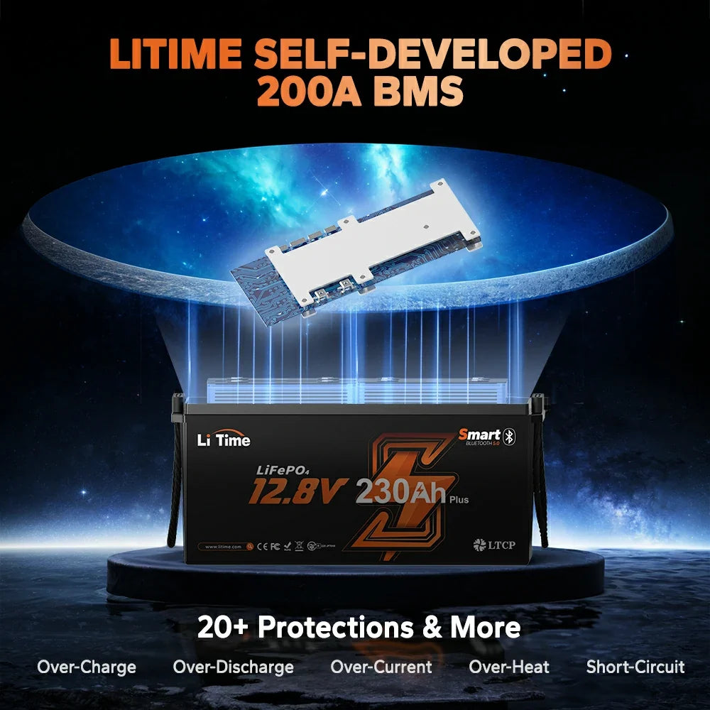 LiTime 12V 230Ah 2944Wh Bluetooth LiFePO4 Battery for RV