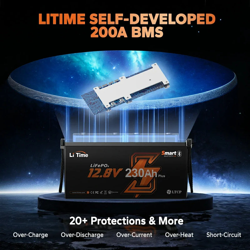 LiTime 12V 230Ah 2944Wh Bluetooth LiFePO4 Battery for RV