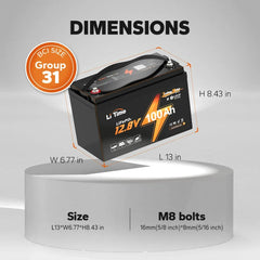 LiTime 12V 100Ah TM LiFePO4 Trolling Motor Battery