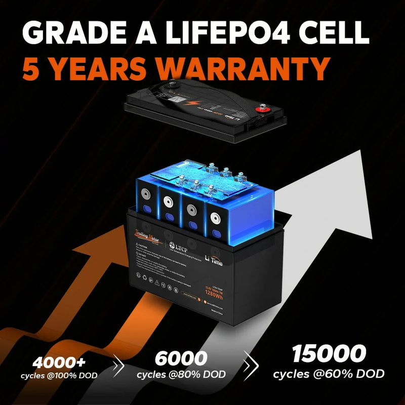LiTime 12V 100Ah TM LiFePO4 Trolling Motor Battery