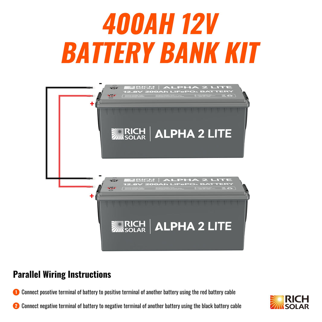 Rich Solar 400Ah 12V LiFePO4 Off-Grid Battery Kit 5.12kWh Deep Cycle Lithium Battery Bank