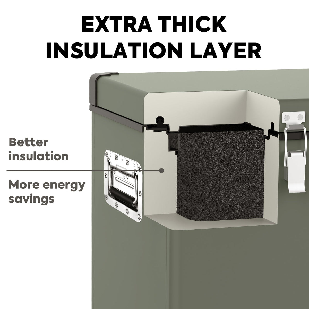 ICECO VL60D cutaway showing the thick insulation layer in the cabinet wall