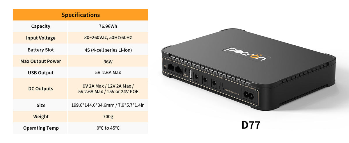 Pecron D77 DC UPS battery backup - view 7