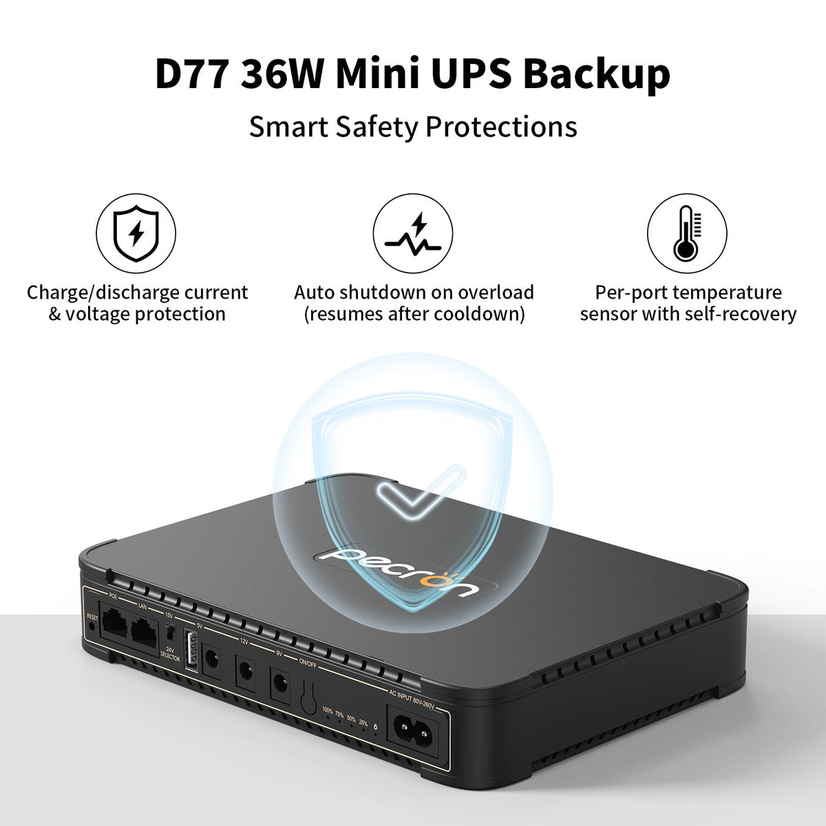 Pecron D77 DC UPS battery backup - view 4
