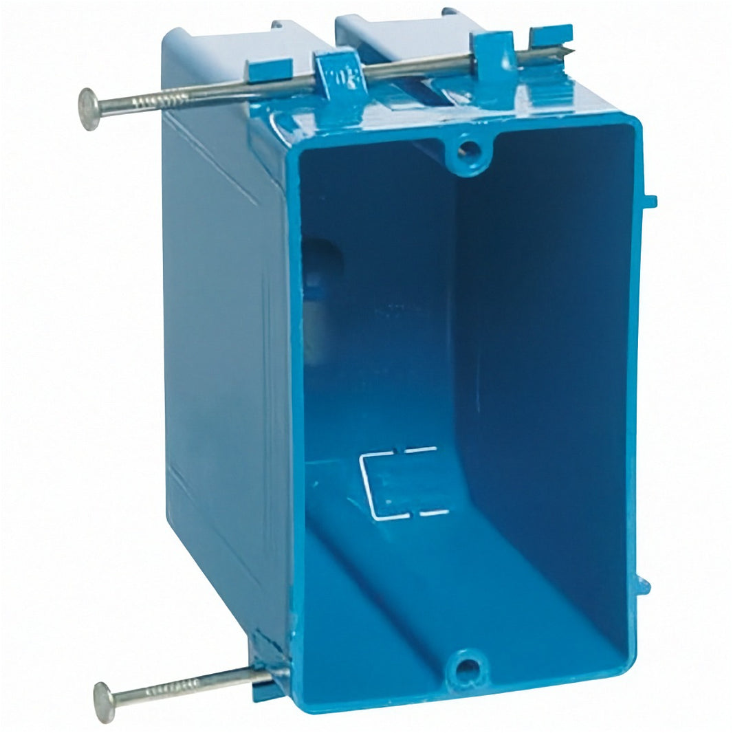 Carlon B120A blue 1-gang PVC nail-on electrical box