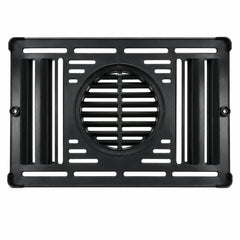 Dometic 9108858153 furnace cabinet front vent grille, black plastic, face-on