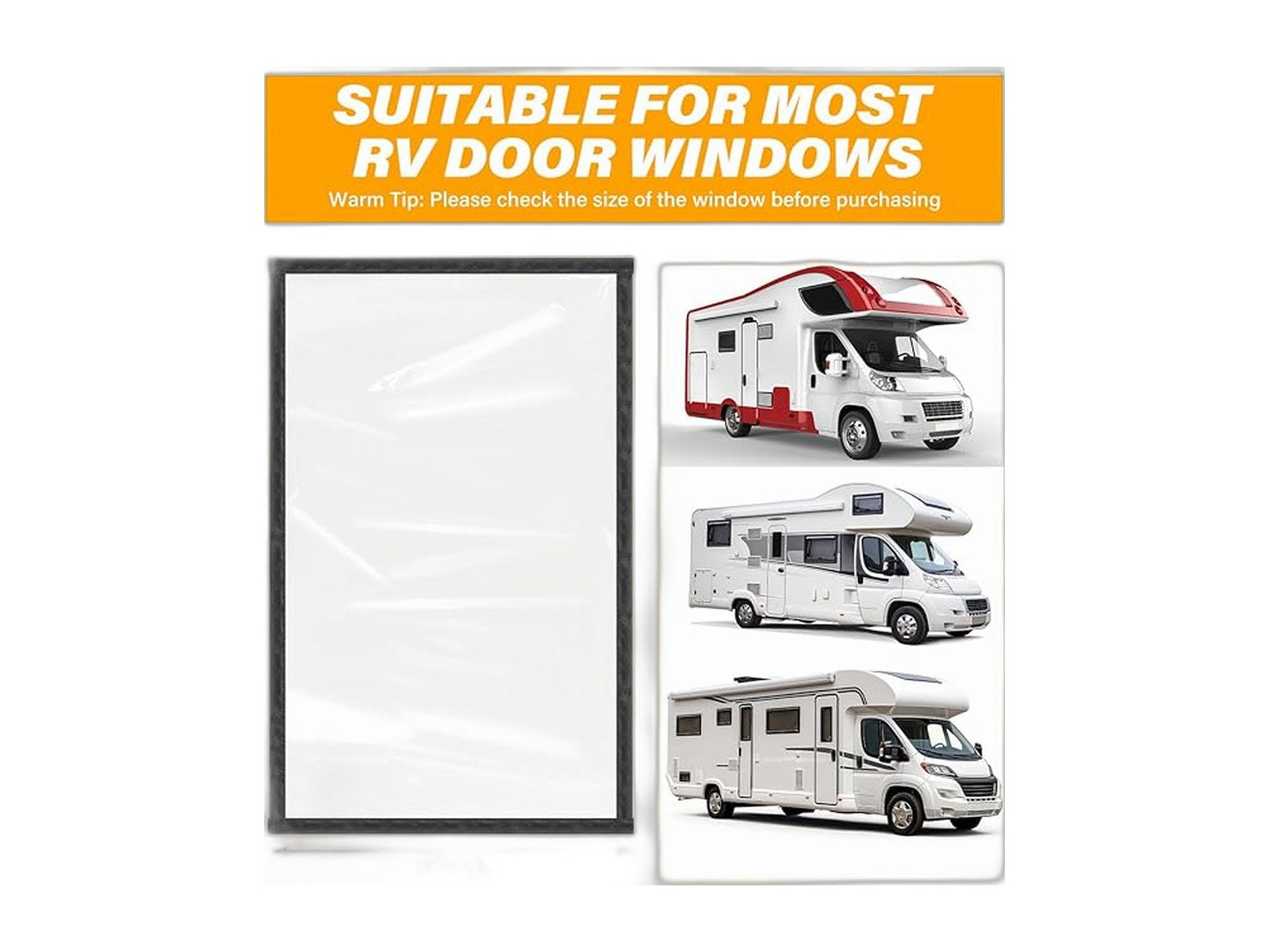 16 x 25 inch transparent rv magnetic window on white background