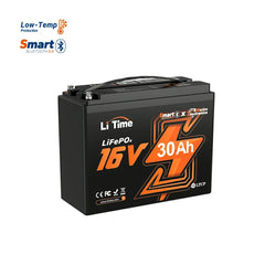 LiTime 16V 30Ah Bluetooth LiFePO4 Fish Finder & Kayak Battery
