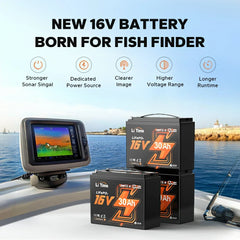 LiTime 16V 30Ah Bluetooth LiFePO4 Fish Finder & Kayak Battery
