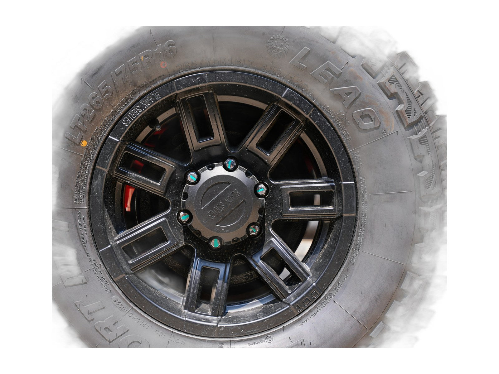 16inch off road tires 265 75 r16 on white background