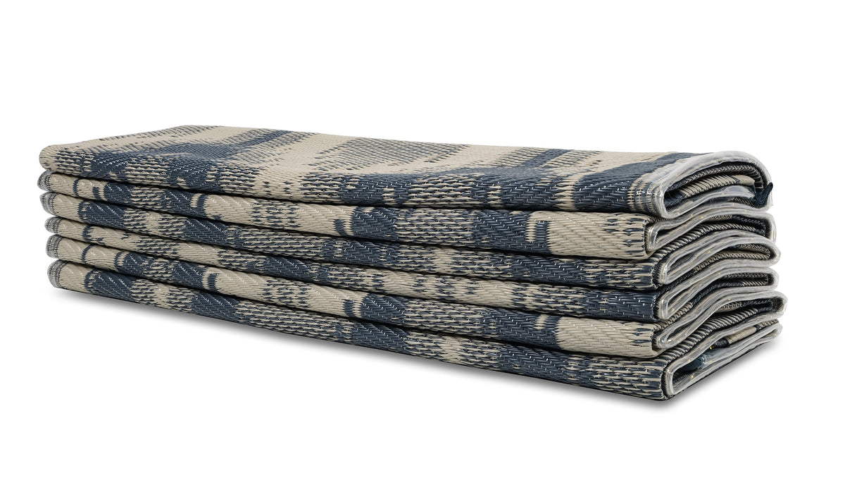 Lighted reversible RV patio mat 9 x 12 ft, grey/blue