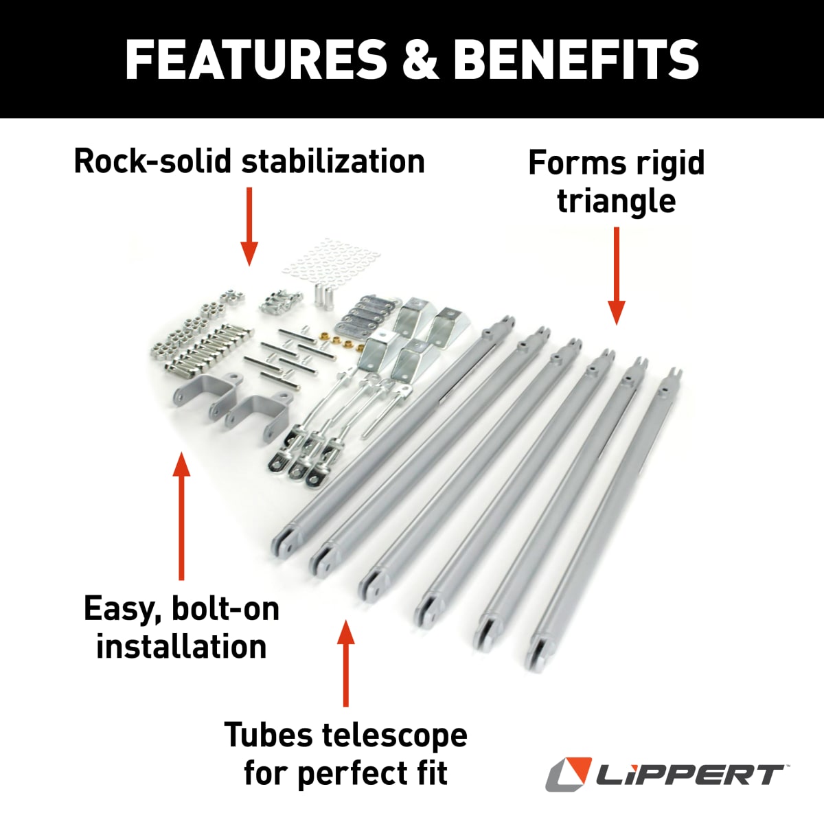 Lippert JT's Strong Arm Standard 5th Wheel Jack Stabilizer Kit - view 2