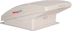 MaxxAir MaxxFan Deluxe 14" RV Roof Vent Fan with Rain Shield, 4-Speed Exhaust, Thermostat, Manual Lift, White Lid