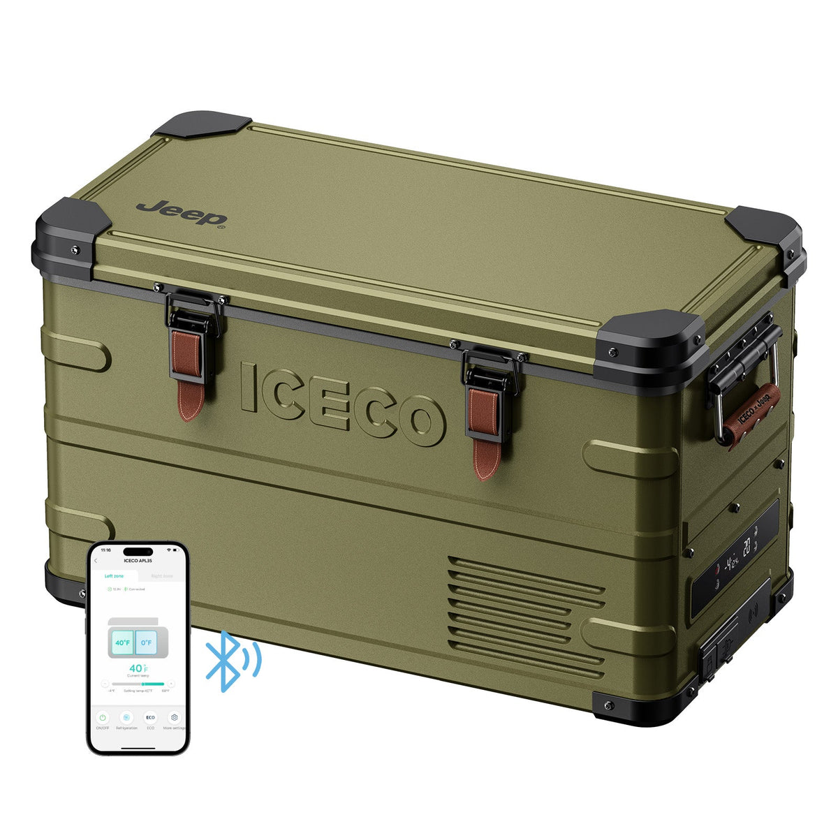 ICECO x Jeep APL35 limited edition dual zone fridge freezer, 41 Green