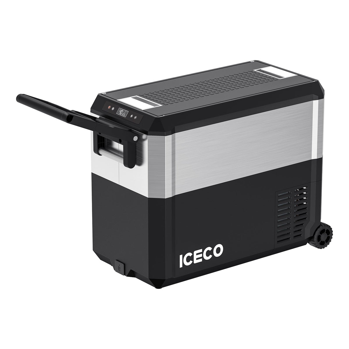 ICECO JP50 Pro with the magnetic handle pulled out for rolling
