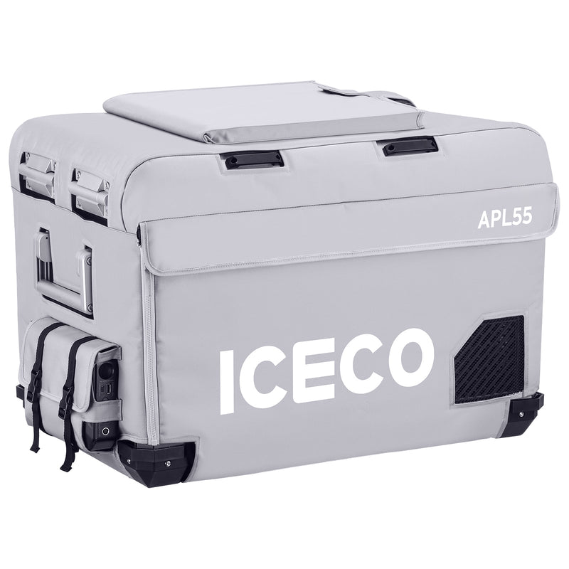 ICECO APL55 insulated protective cover on an APL55 portable fridge, gray