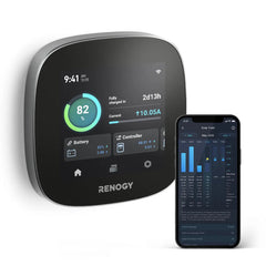 Renogy ONE Core G3 monitoring screen mounted in an RV wall